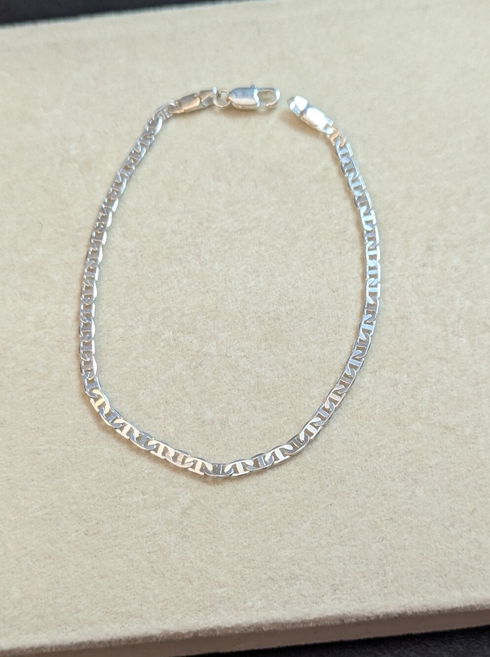 18k Heavy White Gold Plated Mariner Chain 8" Bracelet